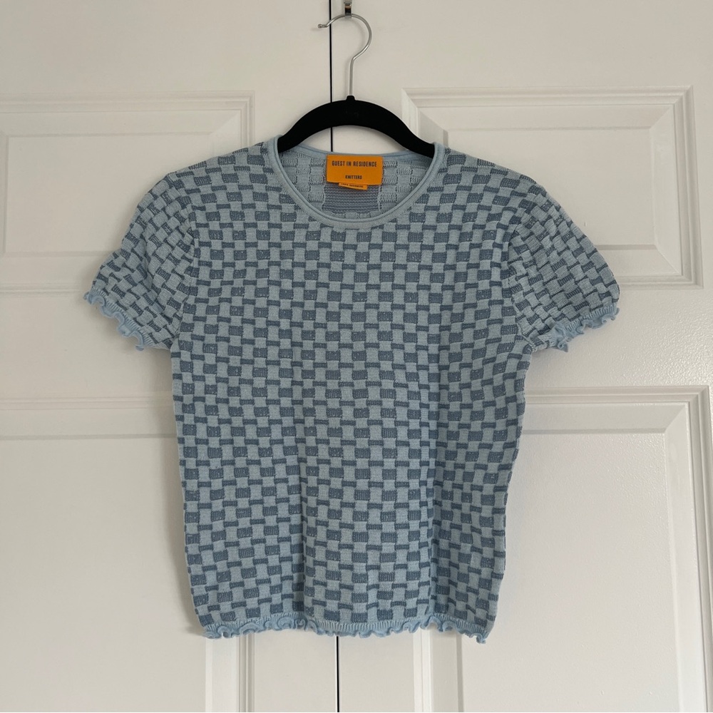 Guest in Residence Blue Check Top